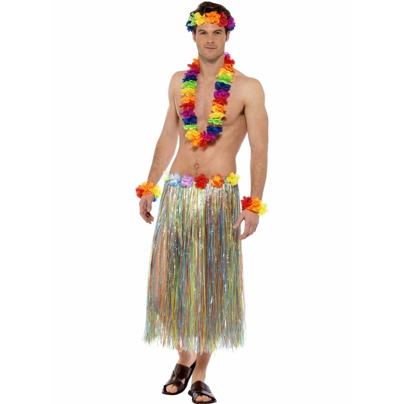 Gekleurde regenboog hawaii verkleedset