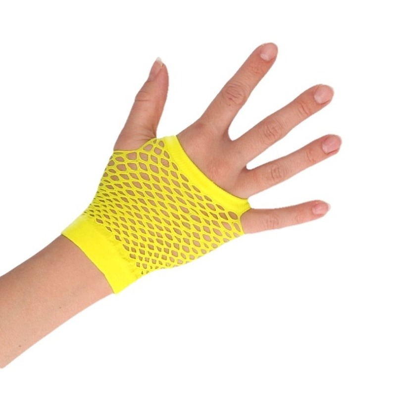 Gele korte visnet handschoenen voor volwassenen
