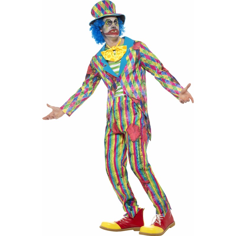 Gestreept horror clowns kostuum voor mannen