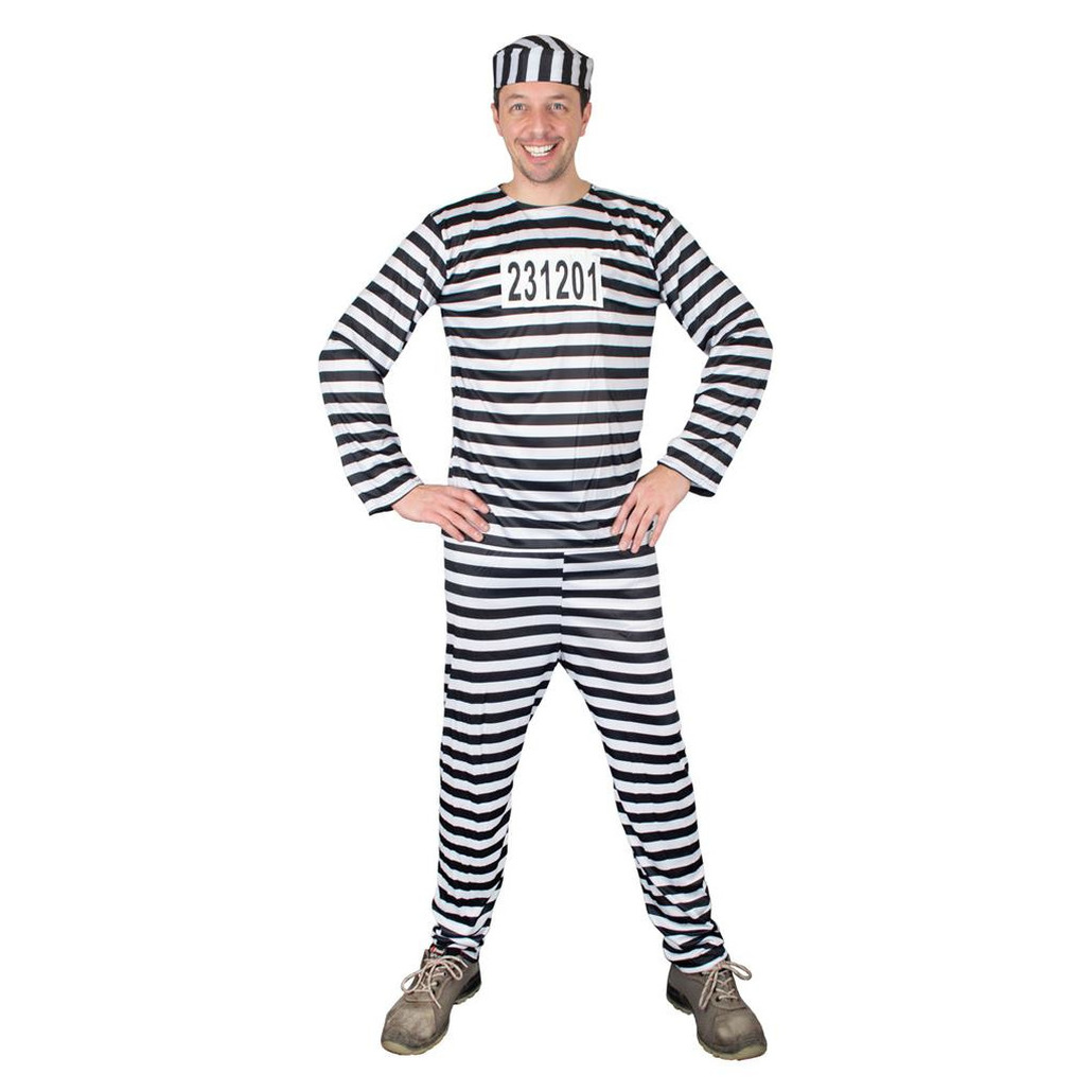 Gevangenis boevenpak met lange mouwen kostuum voor heren