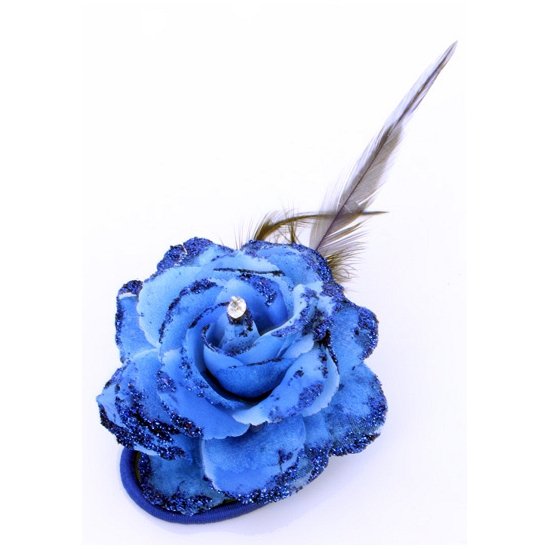 Glitter bloem blauw voor in het haar