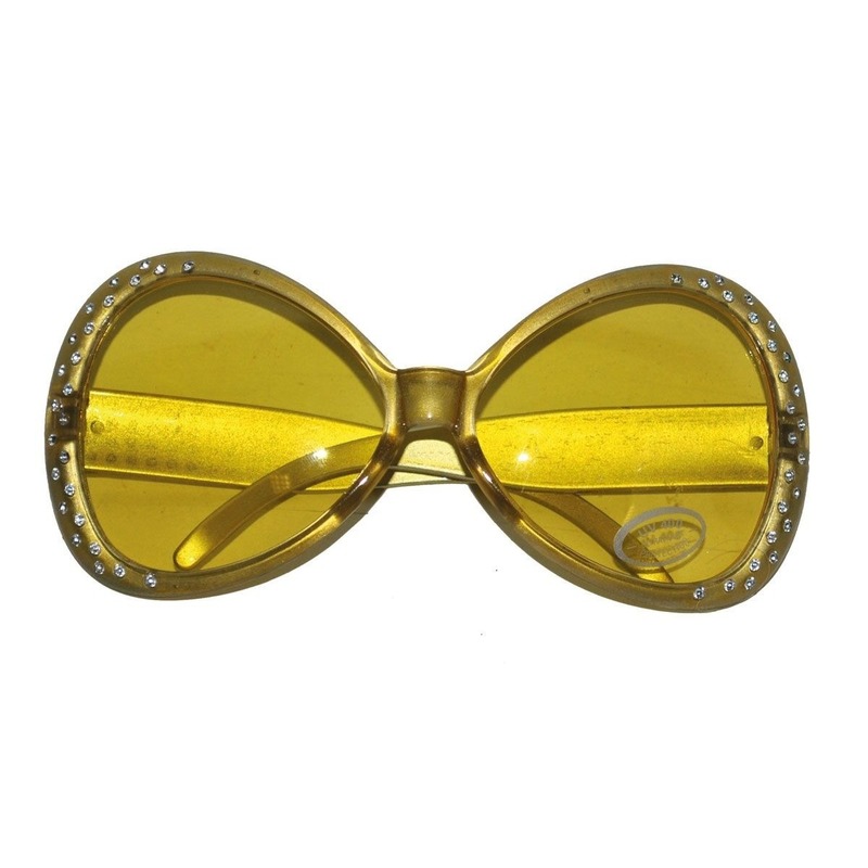 Gouden disco verkleed bril met diamantjes