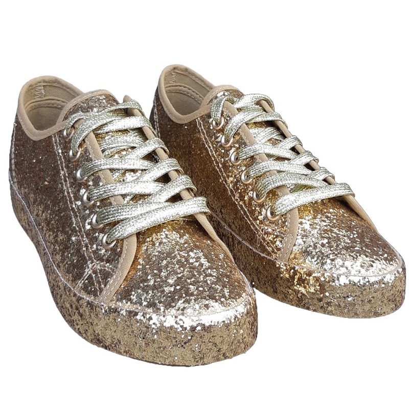 Gouden glitter disco sneakers/schoenen voor dames