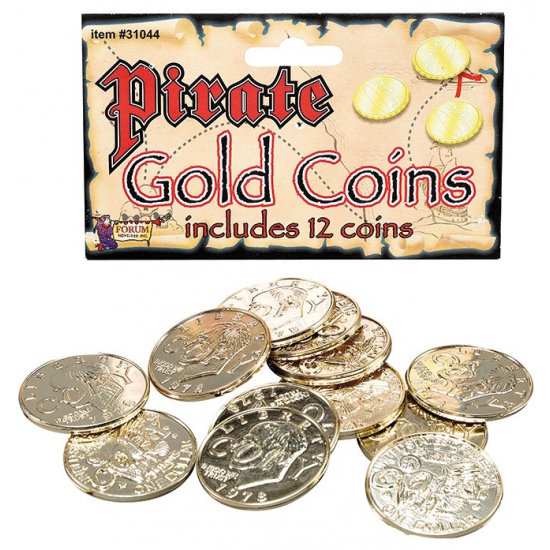 Gouden piraten speelgoed munten 12 stuks volwassenen