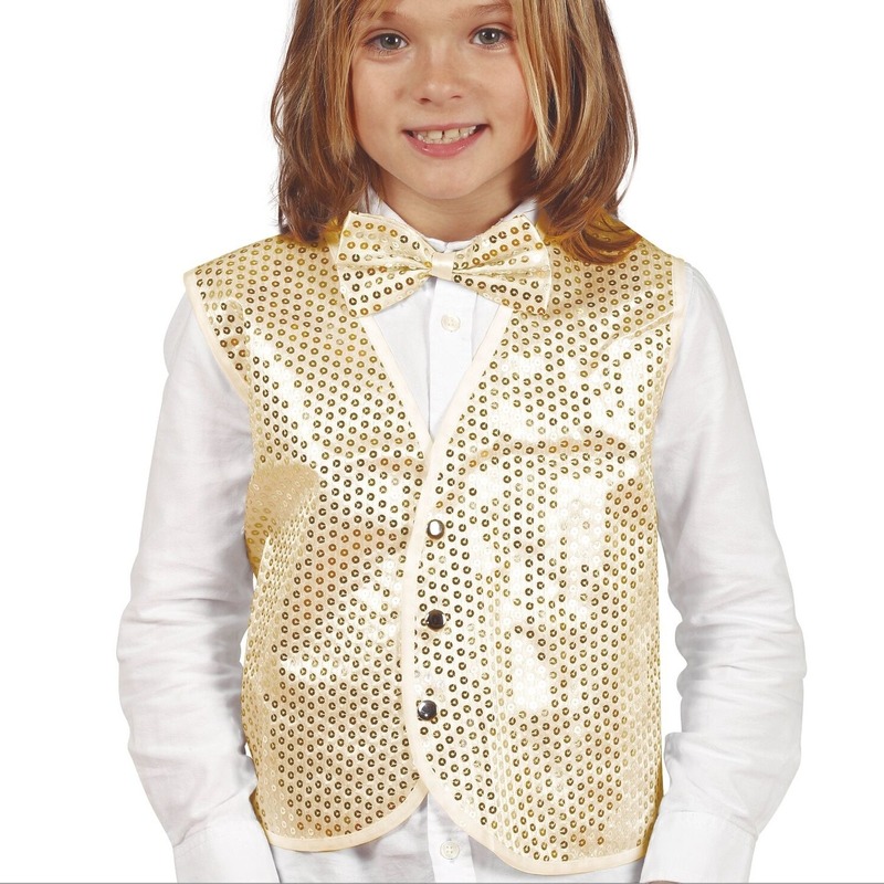 Gouden verkleed gilet met pailletten voor kinderen