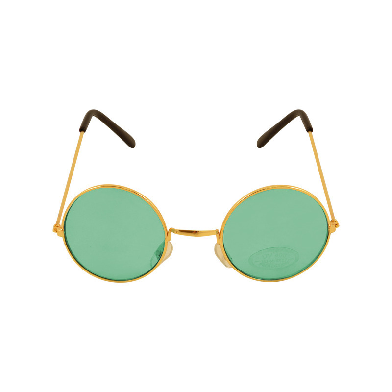 Groene hippie flower power zonnebril met ronde glazen