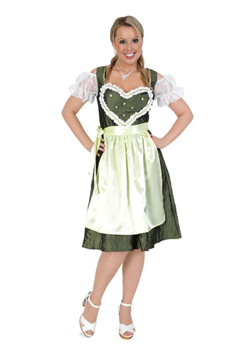 Verkleedkleding Groene Tiroler jurk met hart