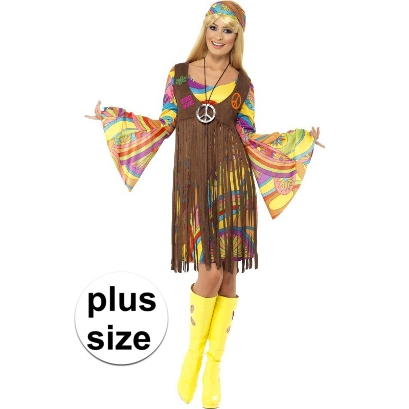 Grote maat hippie jurkje met gilet voor dames