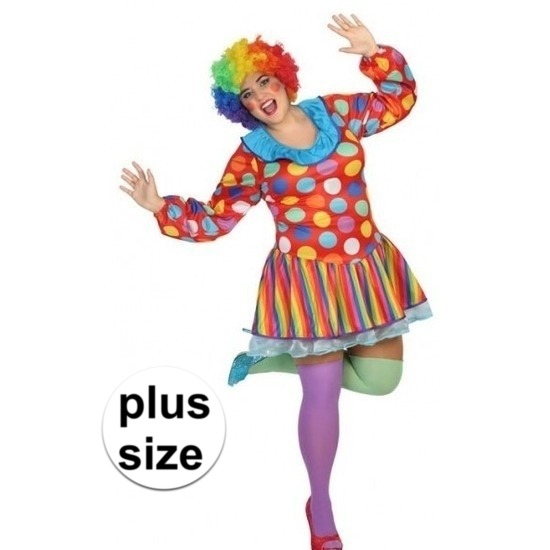 Grote maten clown verkleed jurk/kostuum voor dames