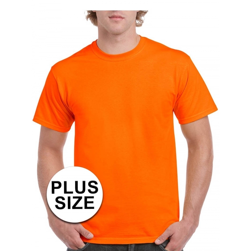 Grote maten fel oranje shirt voor volwassenen