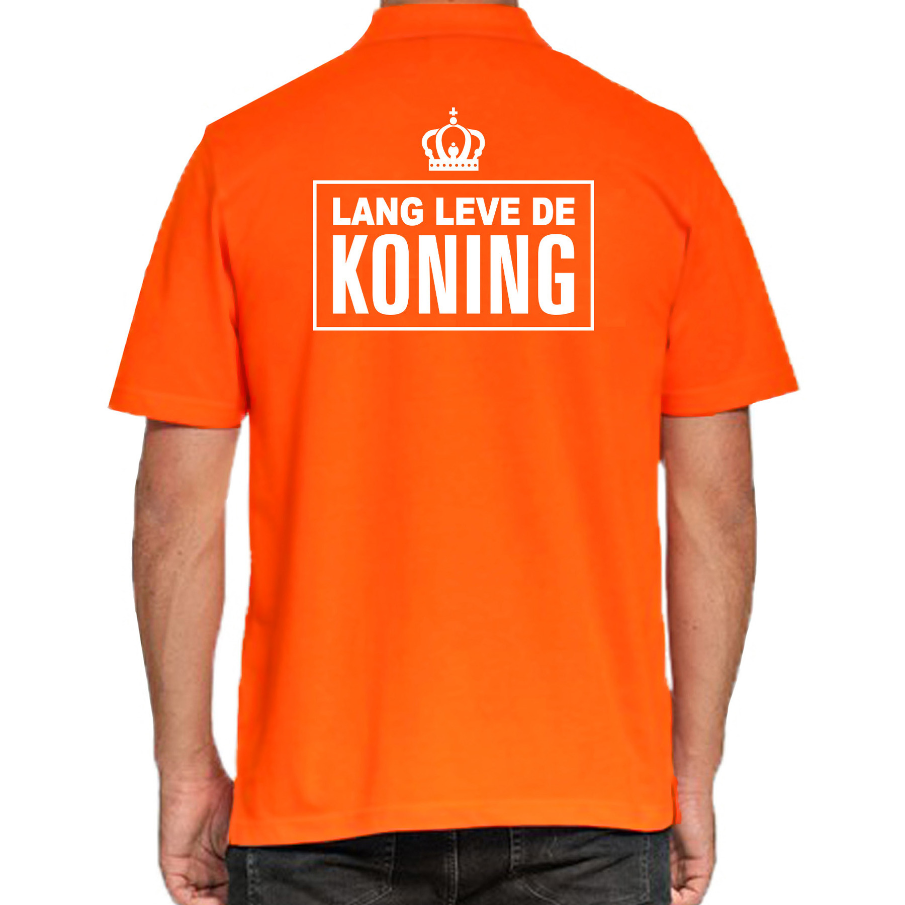 Grote maten Lang leve de Koning polo shirt oranje voor heren - Koningsdag polo shirts