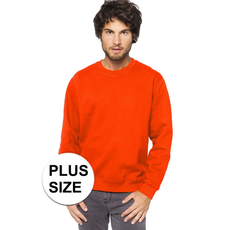 Grote maten oranje sweater/trui katoenmix voor heren