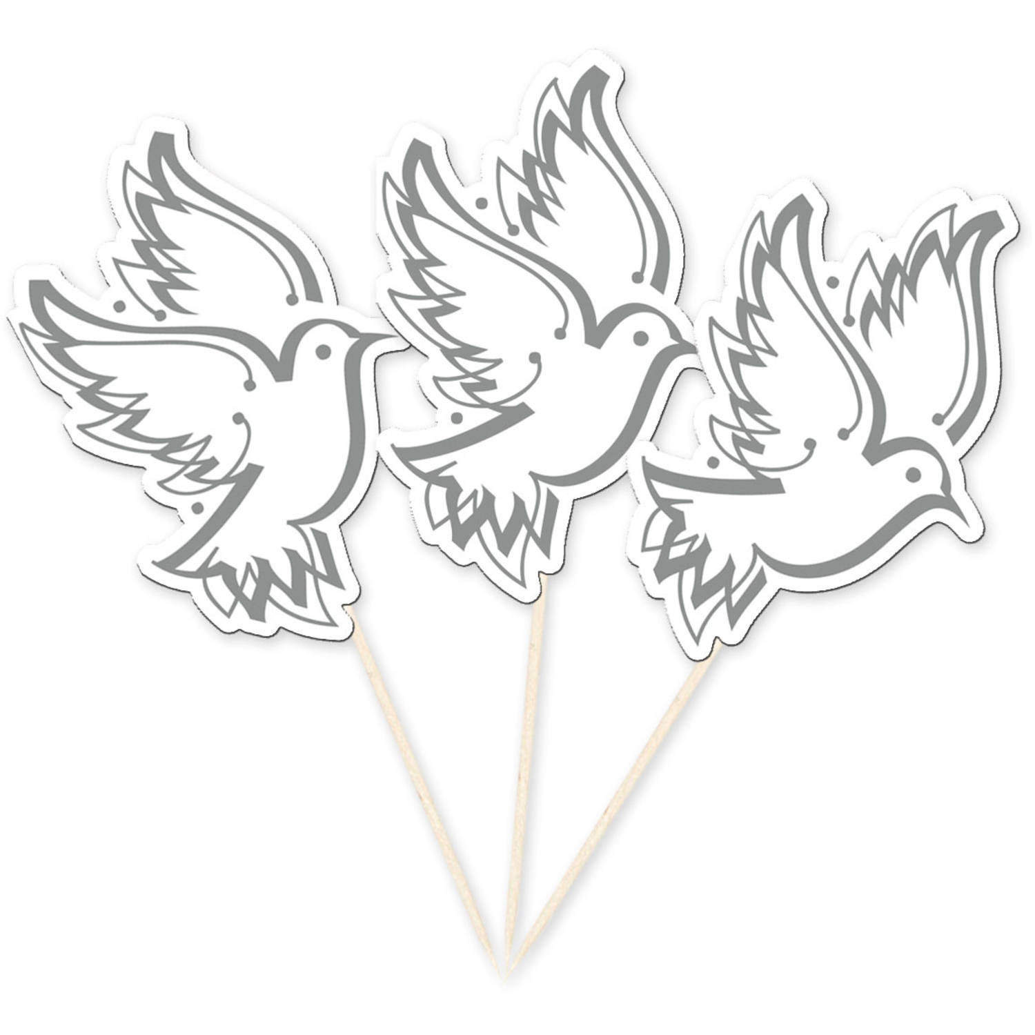 Grote prikkers witte bruiloft/communie duiven 10x stuks