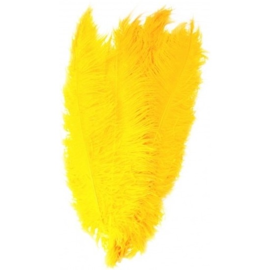 Grote veer/struisvogelveren geel 50 cm verkleed accessoire