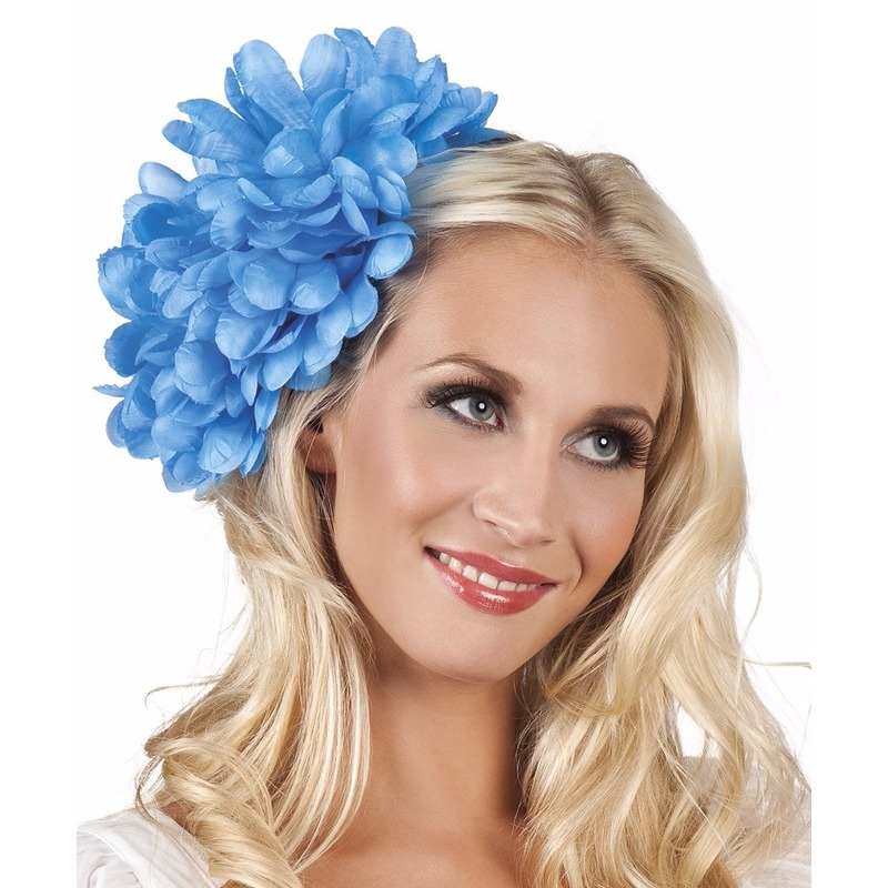 Haarbloem blauwe Dahlia met clip