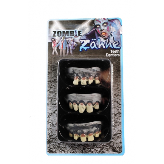 Halloween - 3x stuks zombie tandjes/tanden/gebitjes voor carnaval