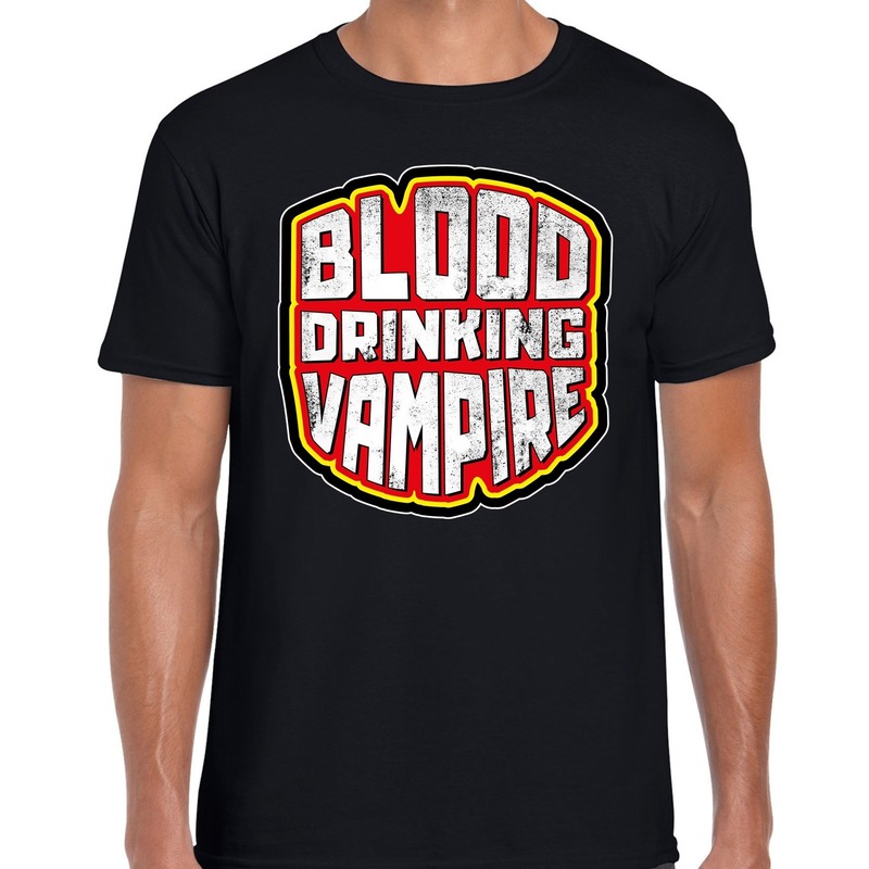 Halloween blood drinking vampire verkleed t-shirt zwart heren