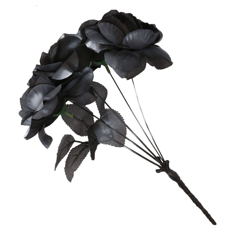 Halloween bruidsboeket met zwarte rozen