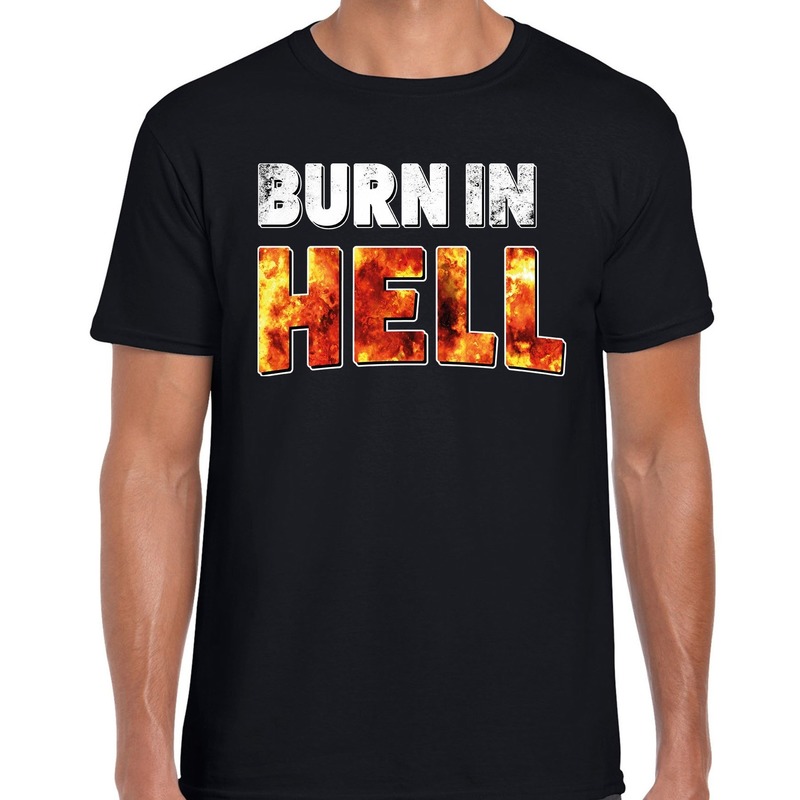 Halloween burn in hell verkleed t-shirt zwart voor heren