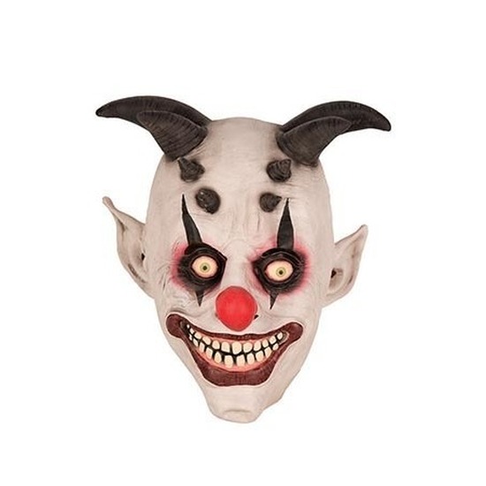 Halloween clown met hoorns masker van latex