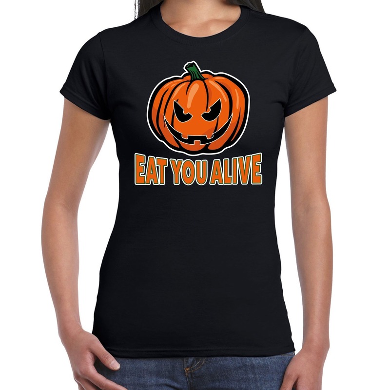 Halloween Eat you alive verkleed t-shirt zwart voor dames