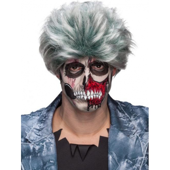 Halloween - Grijze zombie halloween verkleed pruik voor heren