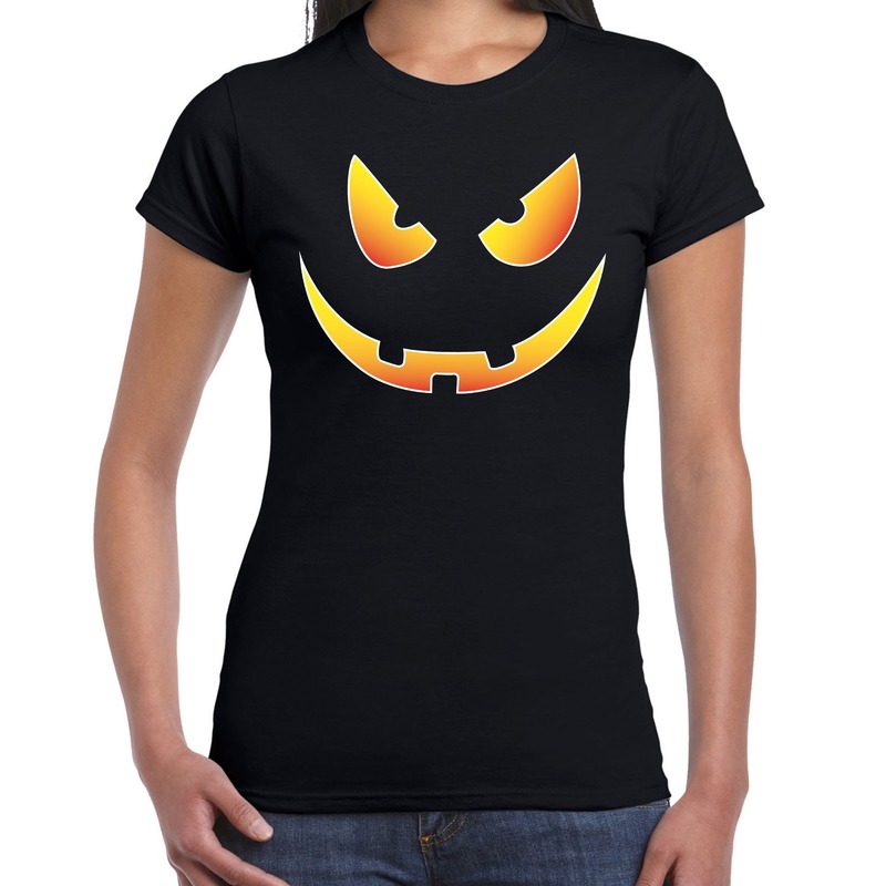Halloween - Halloween Scary face verkleed t-shirt zwart voor dames