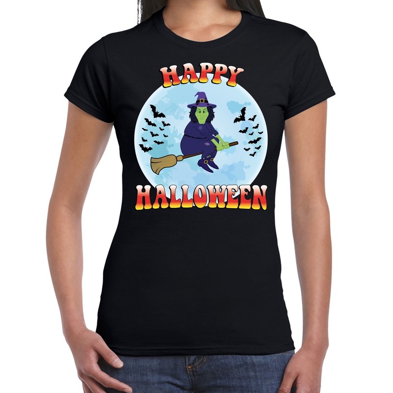 Halloween - Happy Halloween heks verkleed t-shirt zwart voor dames