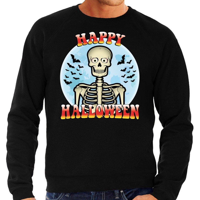 Halloween - Happy Halloween skelet verkleed sweater zwart voor heren
