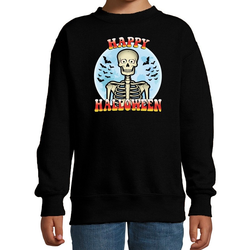 Halloween - Happy Halloween skelet verkleed sweater zwart voor kinderen