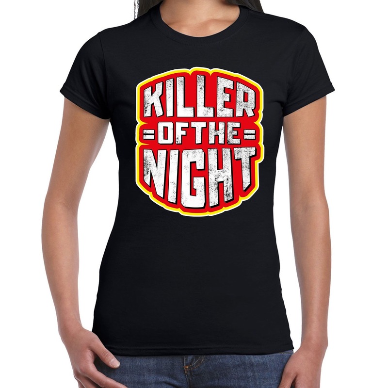 Halloween killer of the night verkleed t-shirt zwart voor dames