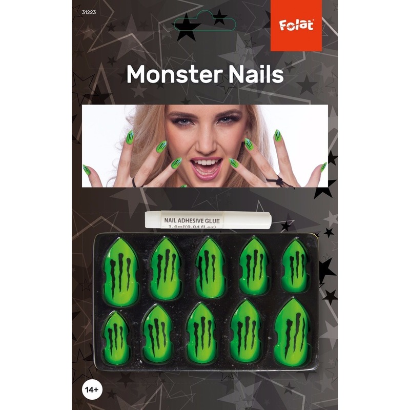 Halloween - Monster kunstnagels set groen 10 stuks