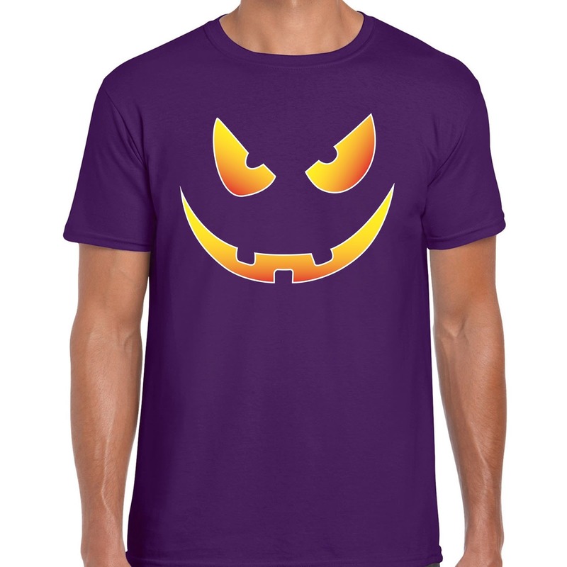 Halloween Scary face verkleed t-shirt paars voor heren