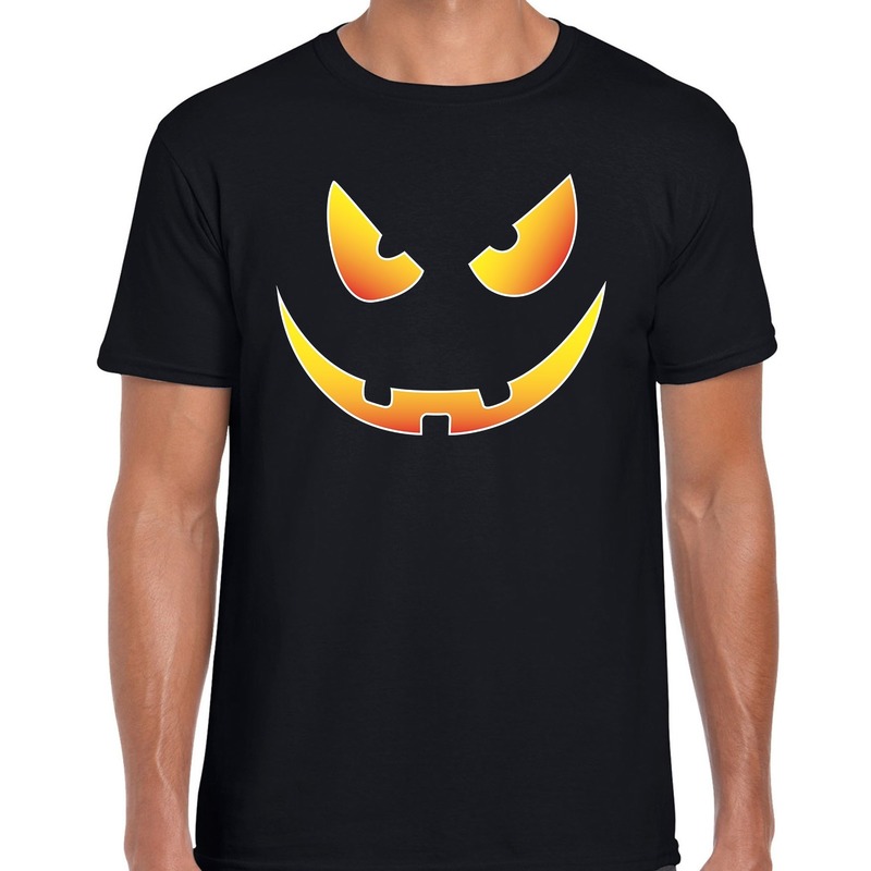 Halloween Scary face verkleed t-shirt zwart voor heren