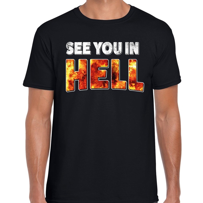 Halloween see you in hell verkleed t-shirt zwart voor heren