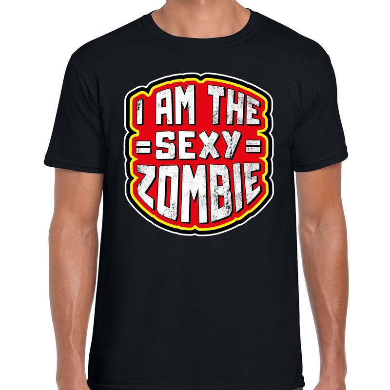 Halloween sexy zombie verkleed t-shirt zwart voor heren