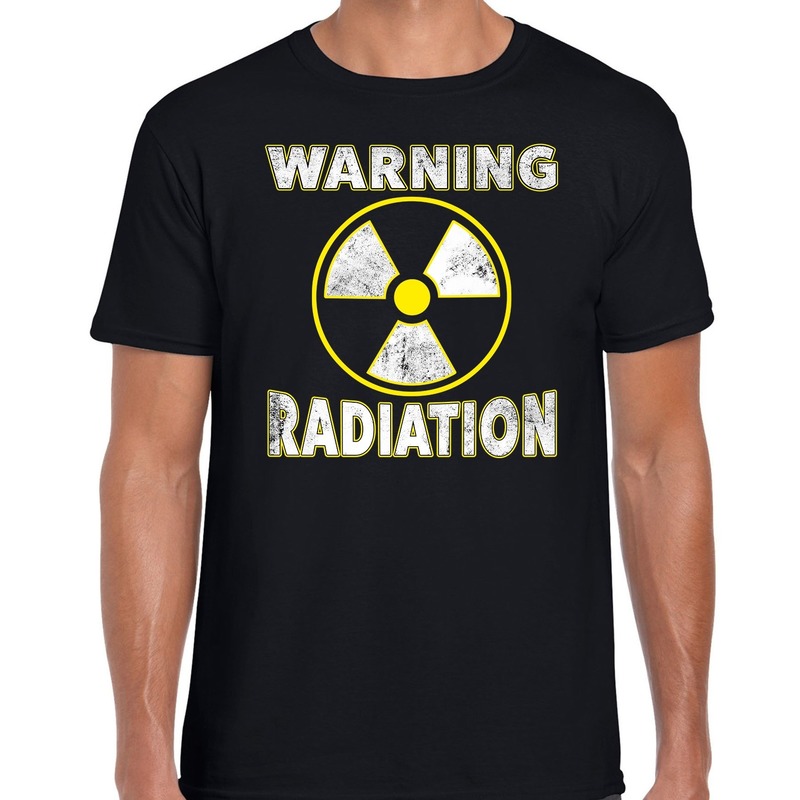 Halloween warning radiation verkleed t-shirt zwart voor heren
