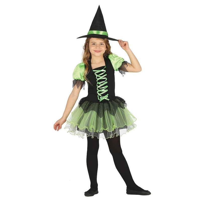 Halloween - Zwart/groen heksen kostuum voor meisjes