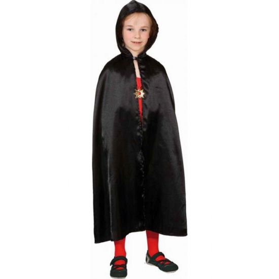 Halloween - Zwarte satijnen carnaval verkleed cape voor kinderen