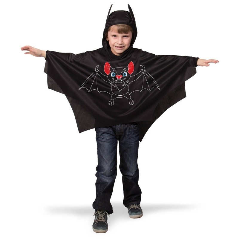 Halloween - Zwarte vleermuis verkleed cape voor kinderen 5 tot 9 jaar