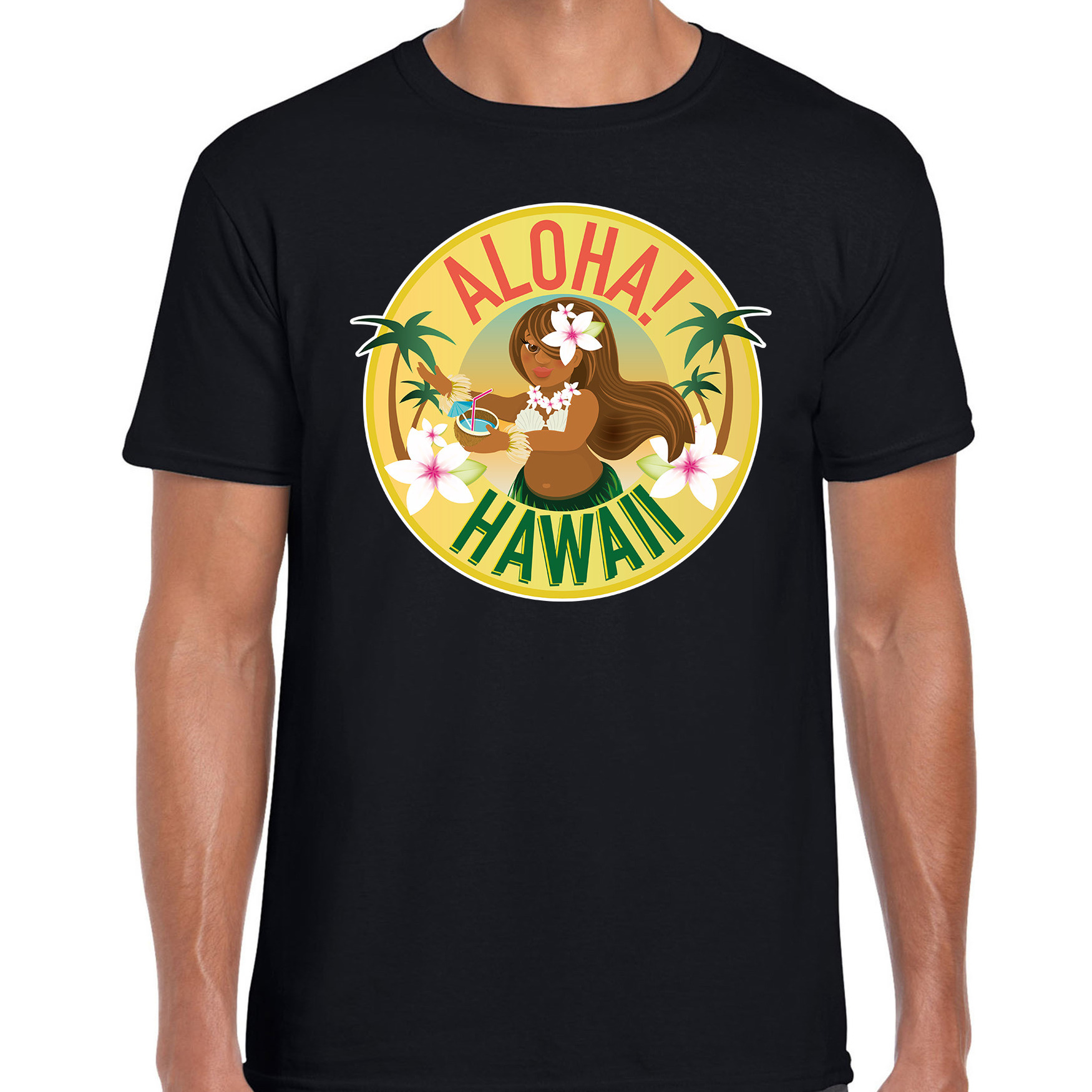 Hawaii feest t-shirt / shirt Aloha Hawaii zwart voor heren