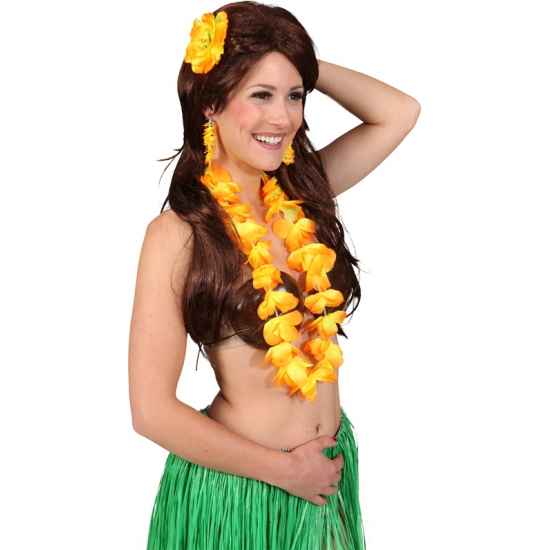 Hawaii thema verkleed accessoires setje oranje dames