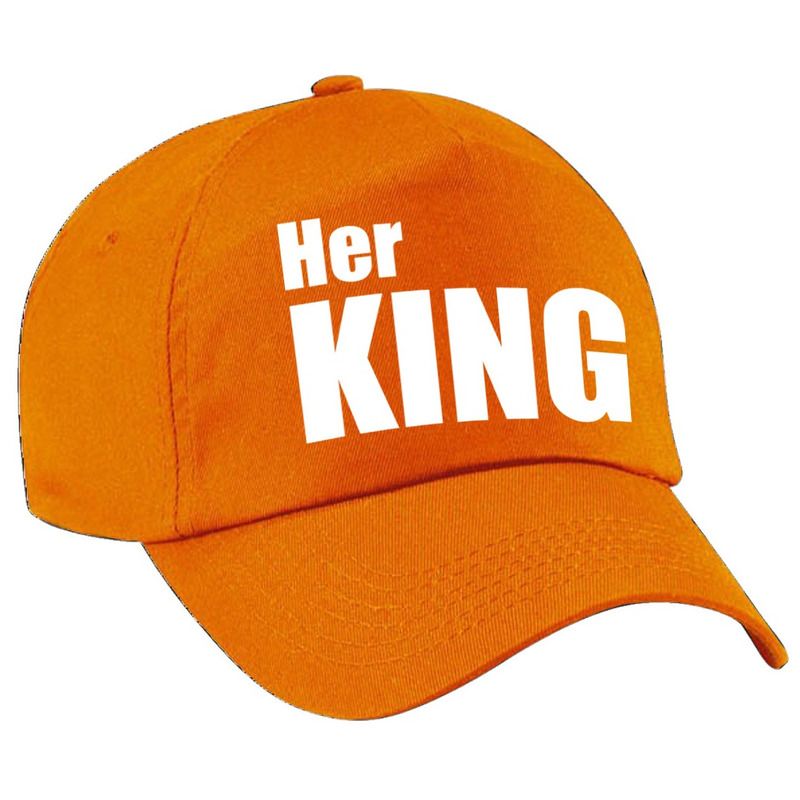 Her King pet - cap oranje met witte letters heren