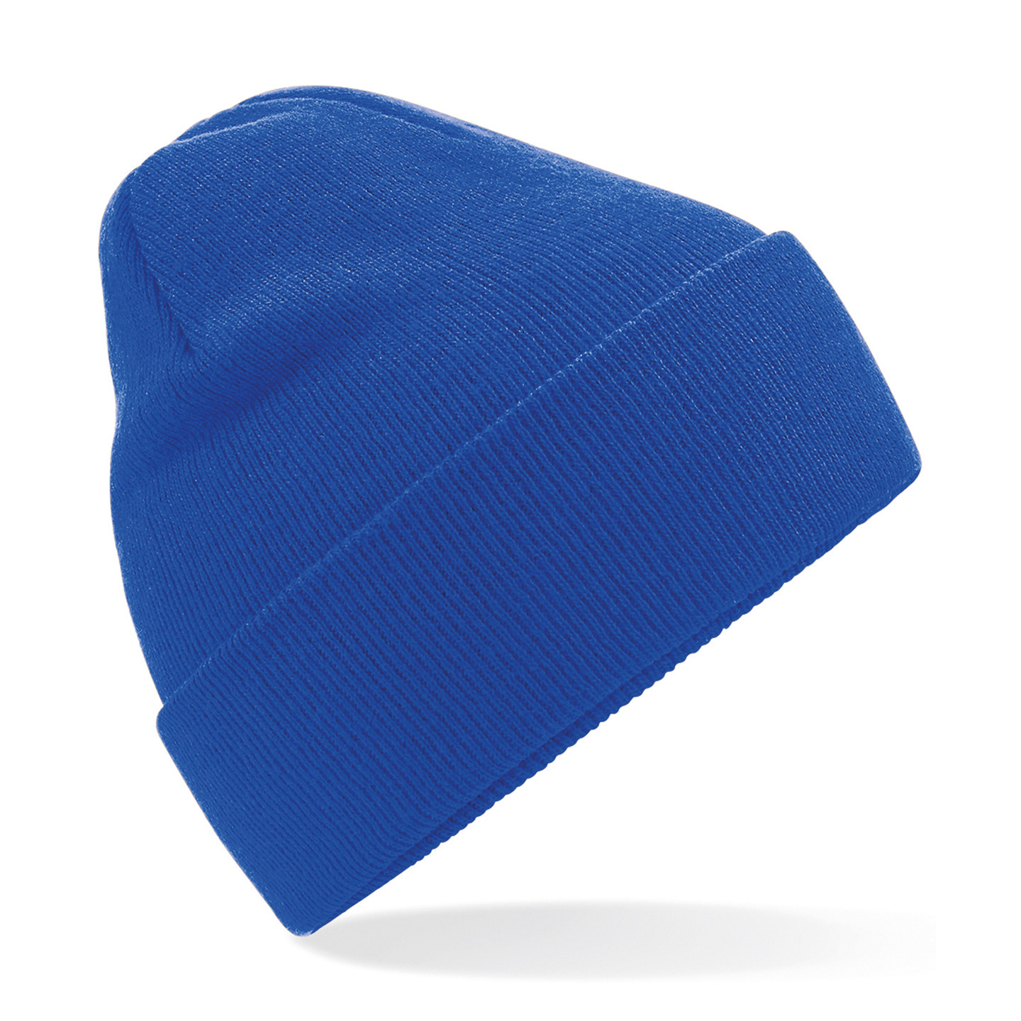 Heren/Dames Beanie Wintermuts blauw 100% gerecycled ribbed polyester