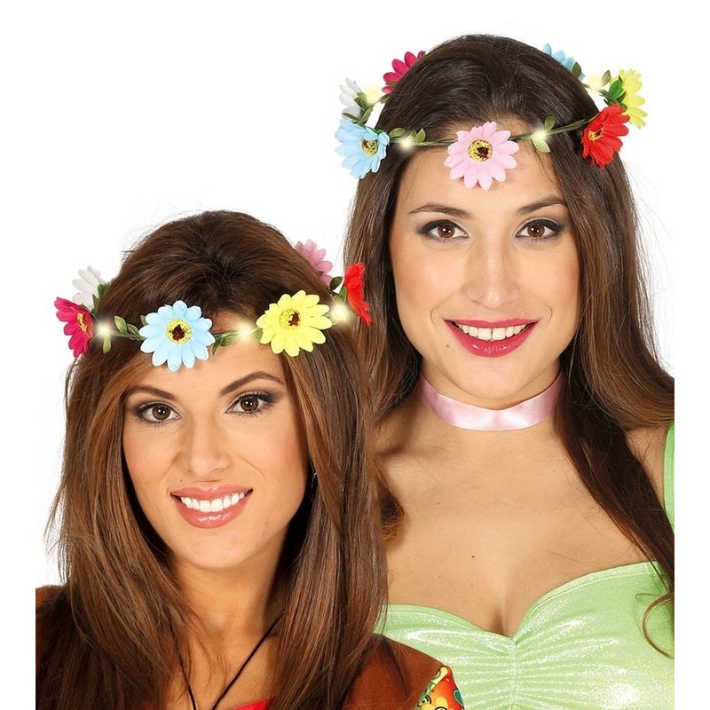 Hippie/flower power verkleed bloemen hoofd krans voor dames