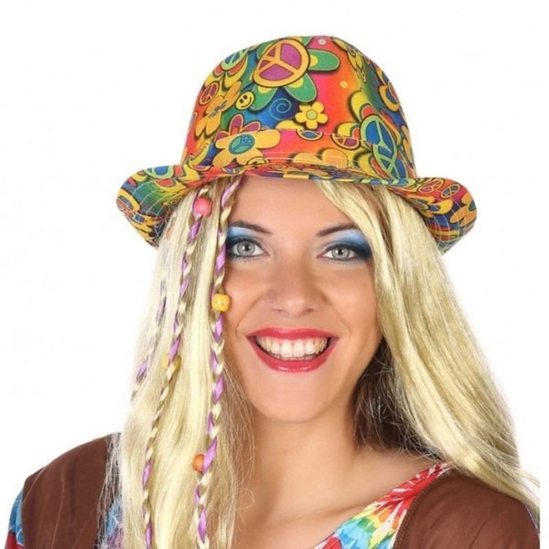 Hippie trilby verkleed hoedje voor volwassenen