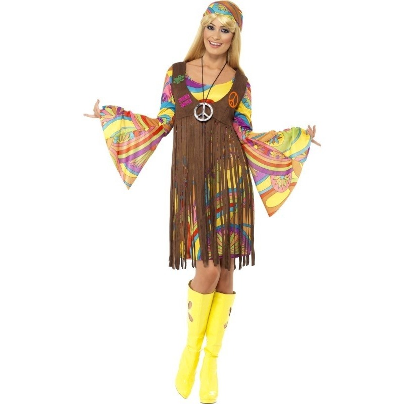 Hippie verkleed jurkje met gilet voor dames