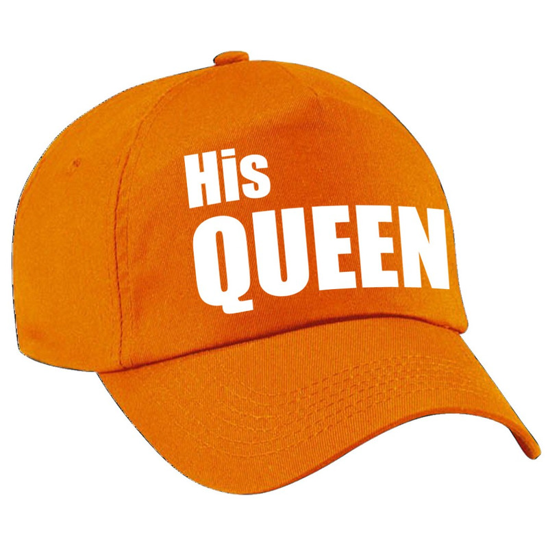 His Queen pet - cap oranje met witte letters dames