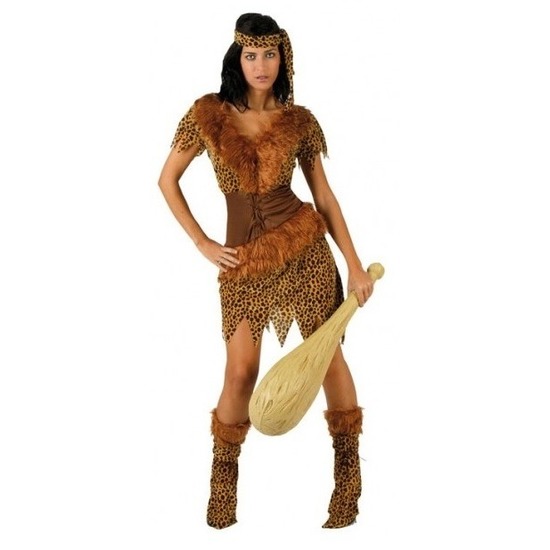 Holbewoonster/cavewoman Ayla verkleed kostuum/jurk dames
