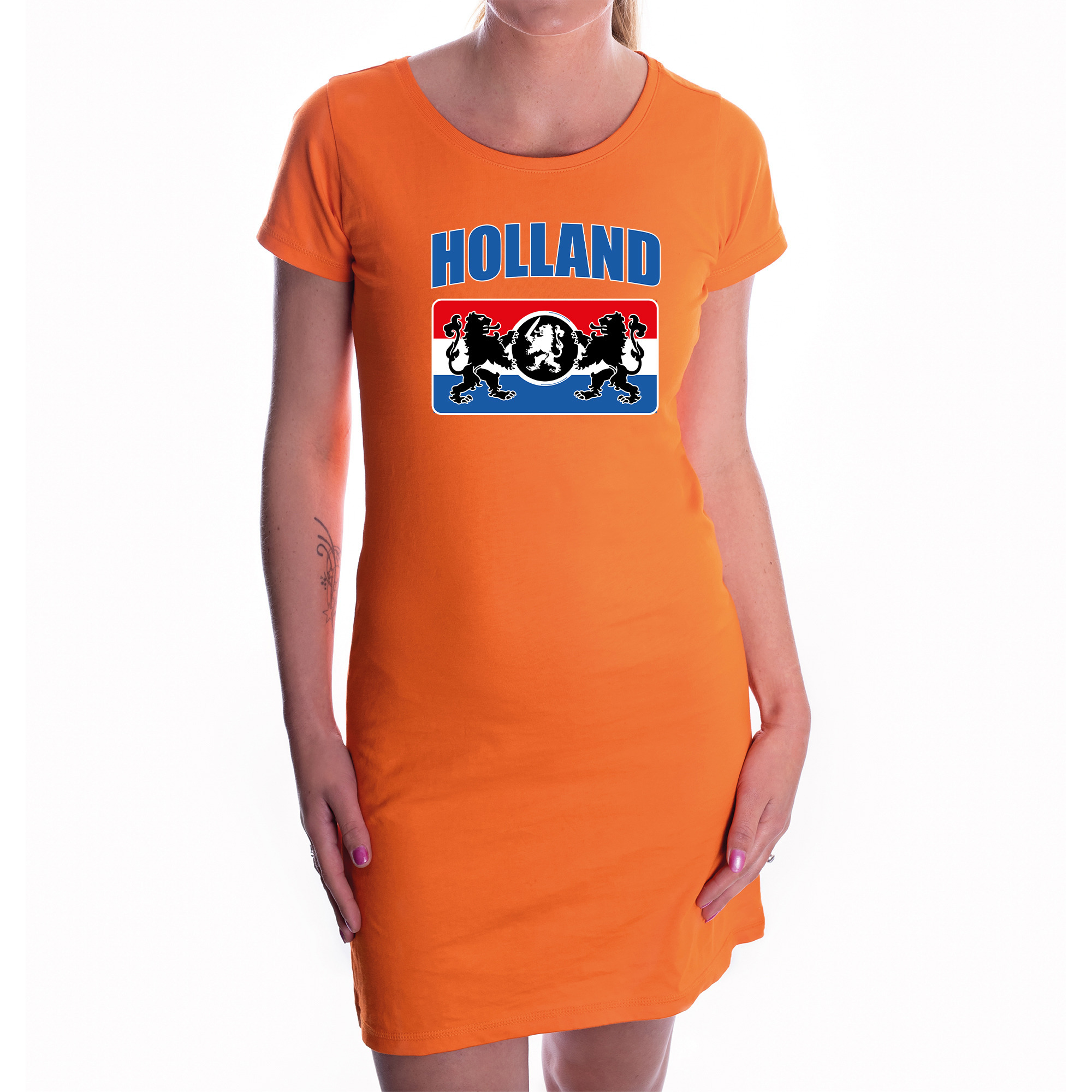 Holland met een Nederlands wapen oranje jurkje Holland / Nederland supporter EK/ WK voor dames
